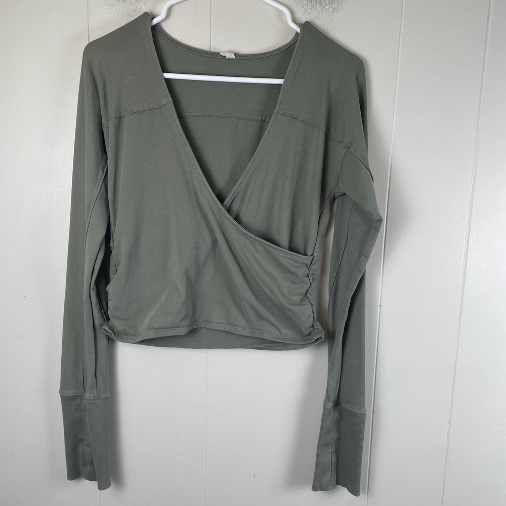 FP Movement Olive Green Long Sleeve Cropped Top